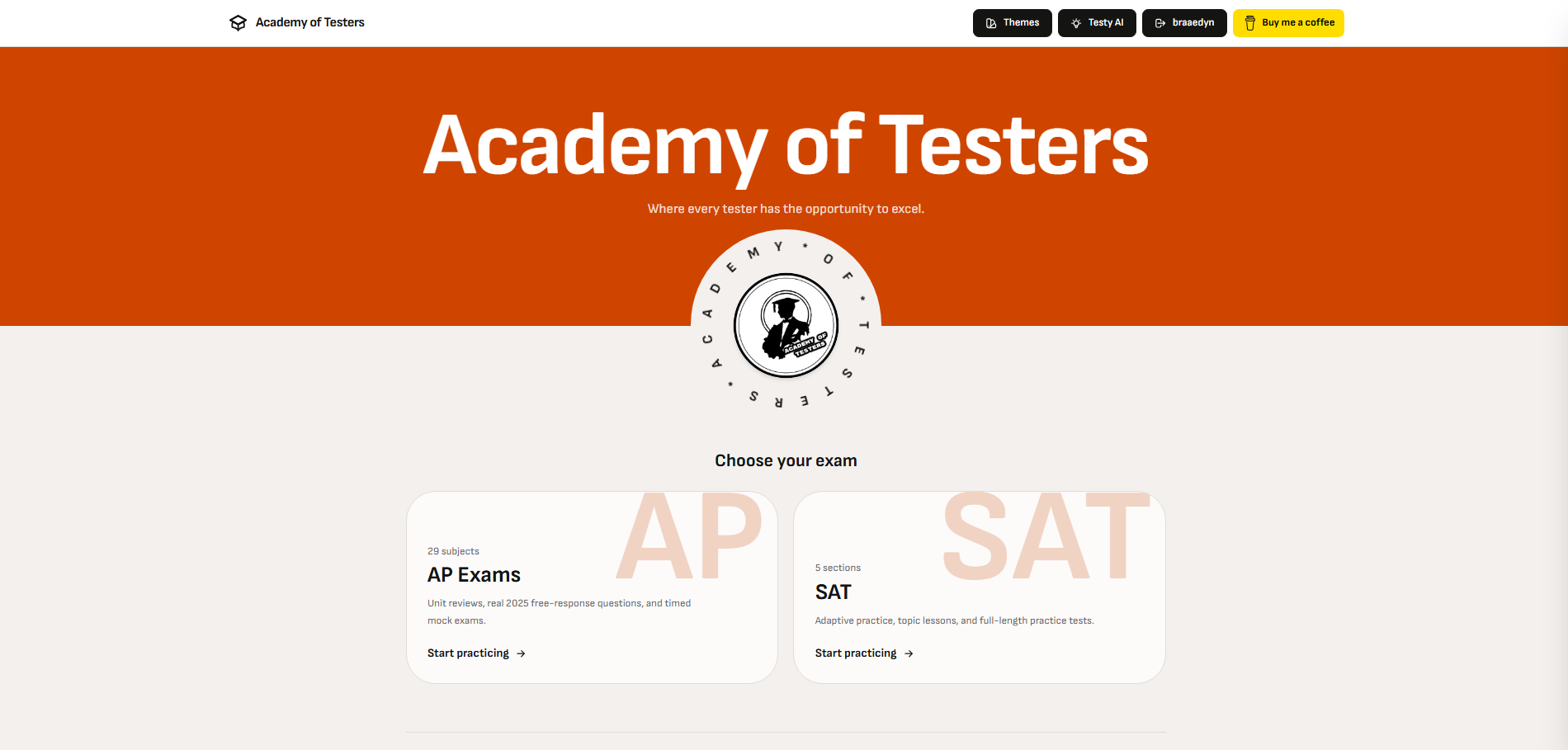 Academy of Testers homepage