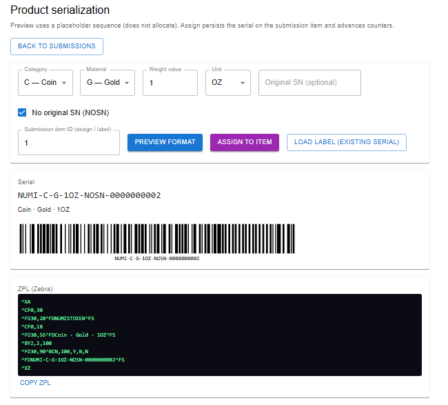 Production product serialization screen